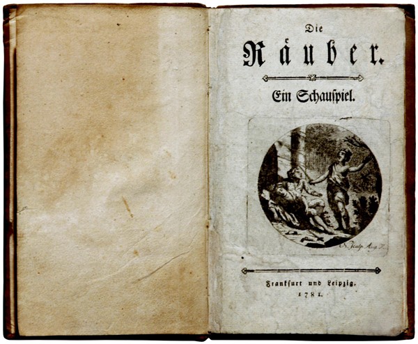 Title page of the first edition of "Die Räuber" ("The Robbers") © Friedrich Schiller Archiv
