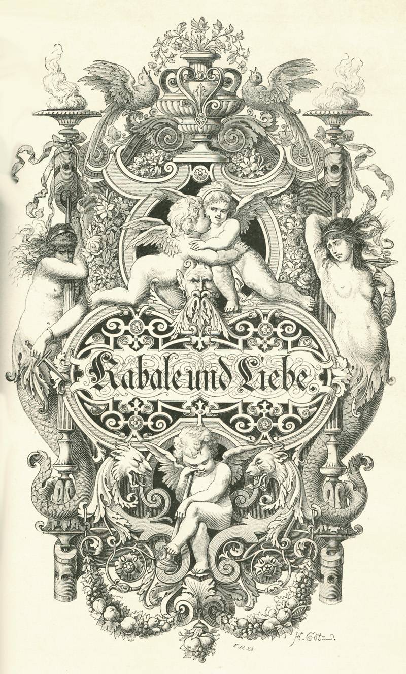 Illustration for "Kabale und Liebe" Wood engraving based on a drawing by Heinrich Lossow (1843–1897), engraved at the xylographic institute of Wilhelm Hecht. © Goethezeitportal