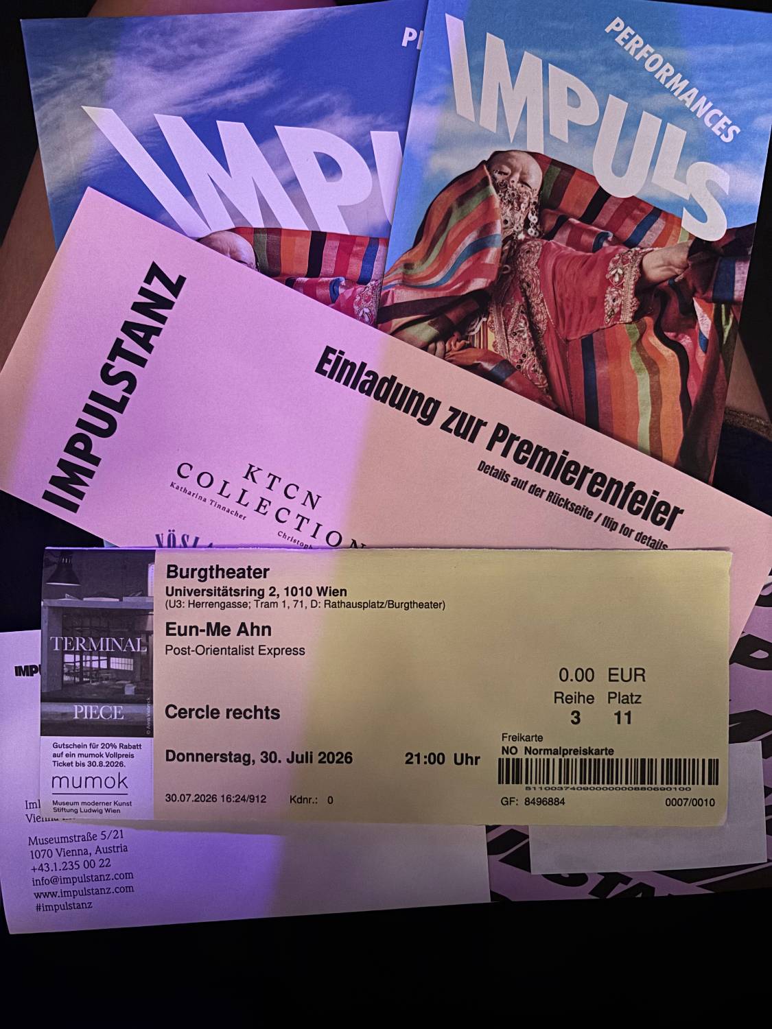 Ticket of Impulstanz (Photo: Courtesy of Su-jin)